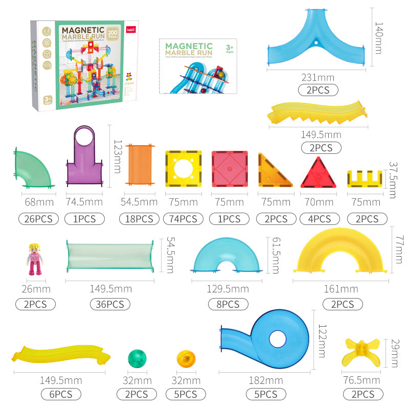 قطع ممغنطة(مسار الكرات) 200 قطعة