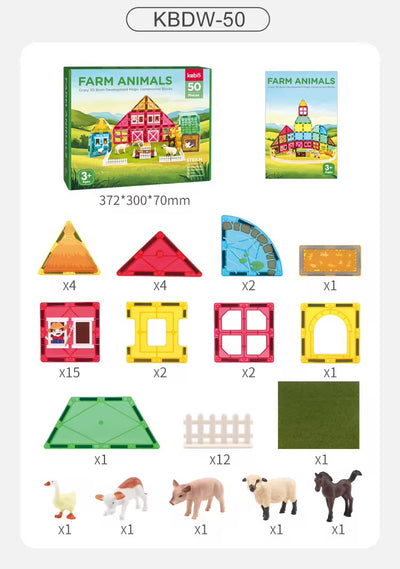 قطع ممغنطة (حيوانات المزرعة) 50 قطعة