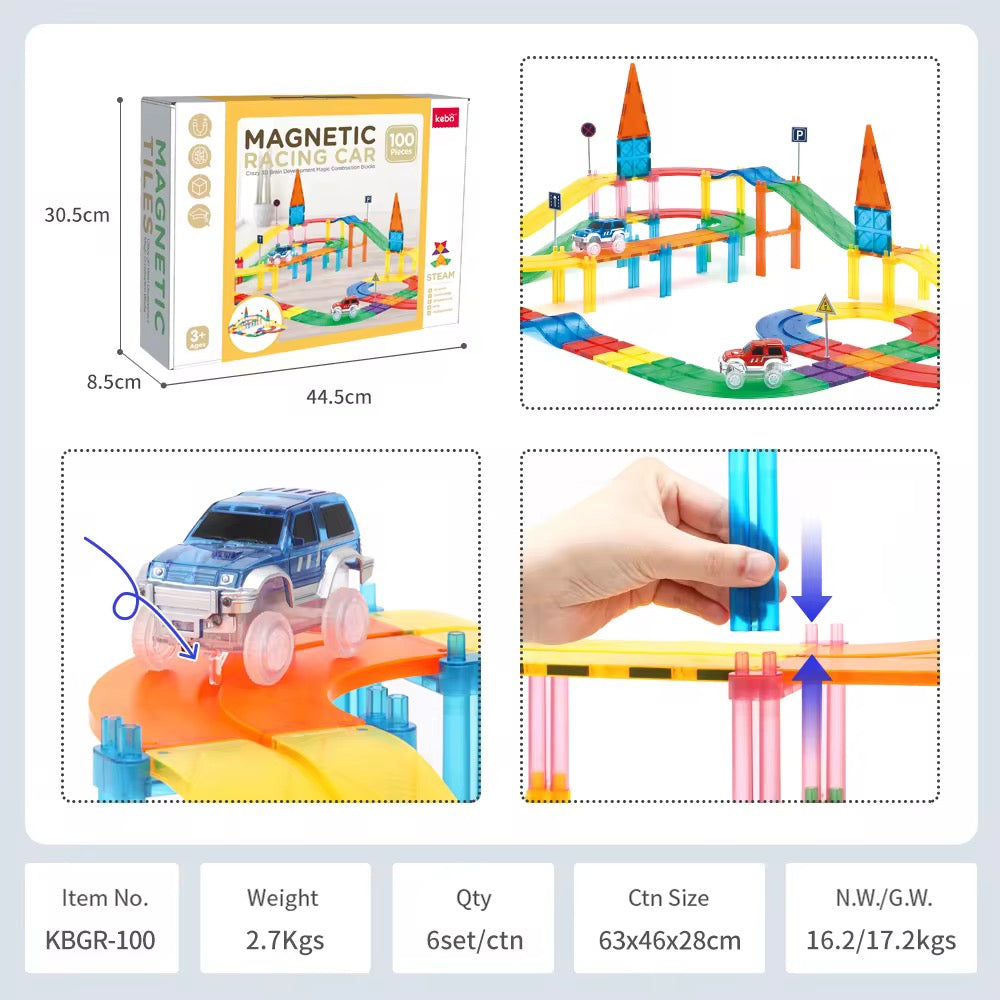قطع ممغنطة(مسار السيارات) 100 قطعة