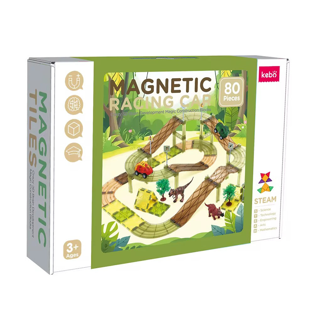 قطع ممغنطة(ديناصورات+سيارات) 80 قطعة