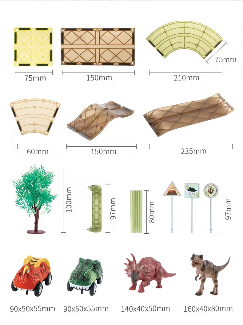 قطع ممغنطة(ديناصورات+سيارات) 80 قطعة