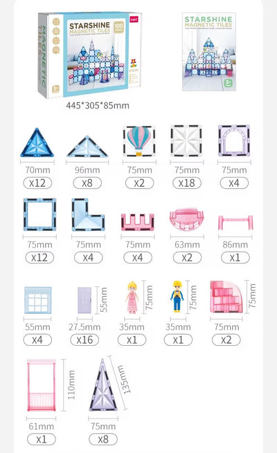 القطع الممغنطة النجمية 100 قطعة